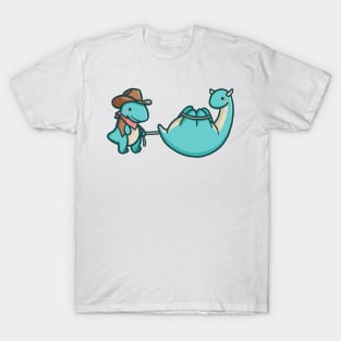 Cute cowboy dinosaur caught cow dino T-Shirt